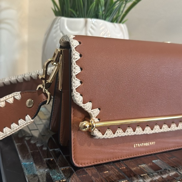 Strathberry Mini East/West Crochet Stitch Leather Shoulder Bag - Picture 6 of 13